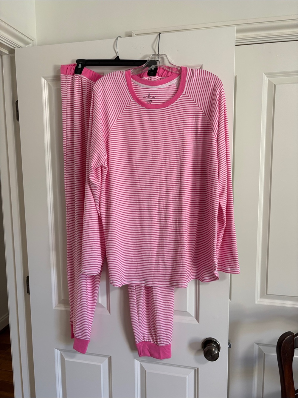 Cuddl Duds Pink & White Striped ladies Pajama Set